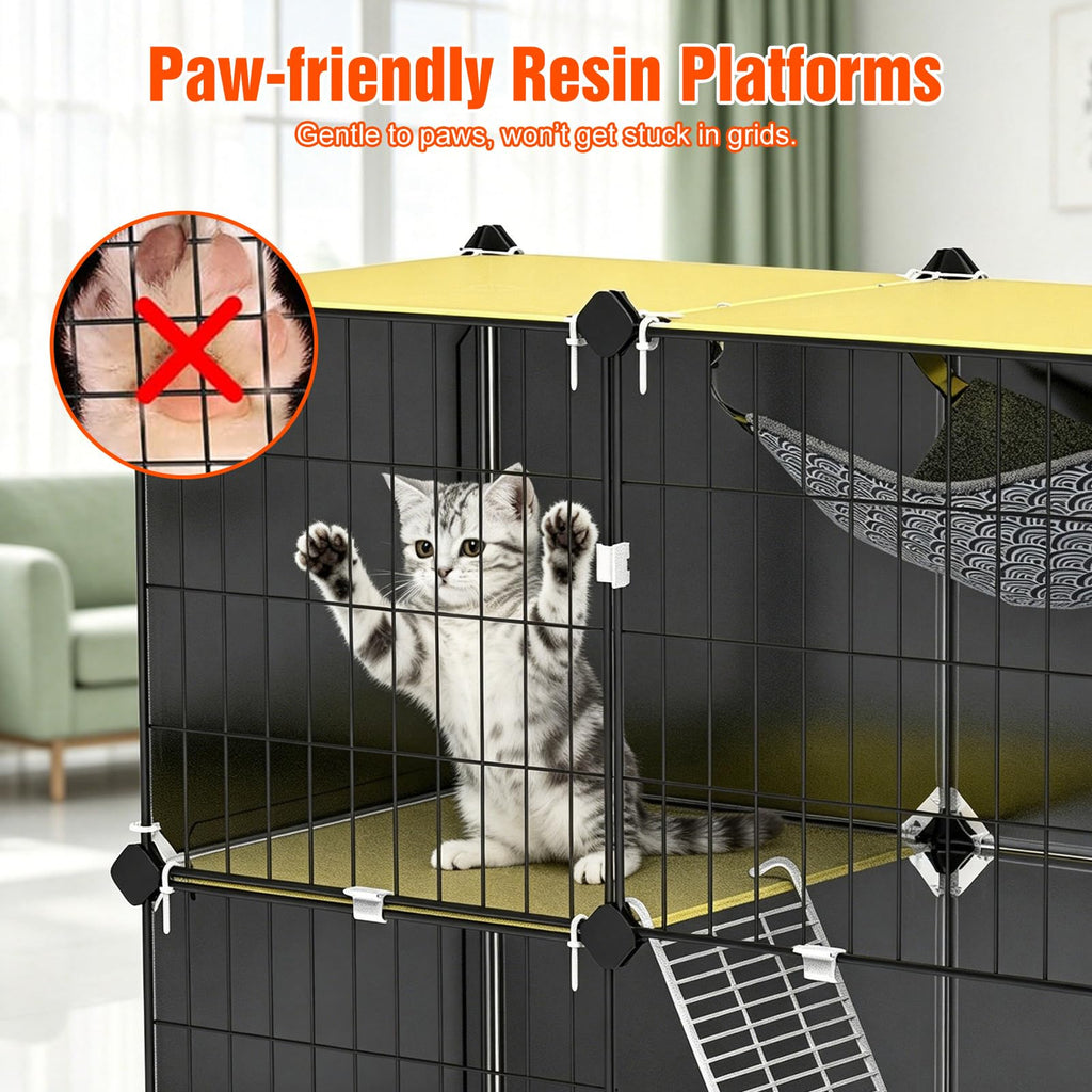 3-Tier Cat Cage with Litter Box, Hammock & Ladders R691068