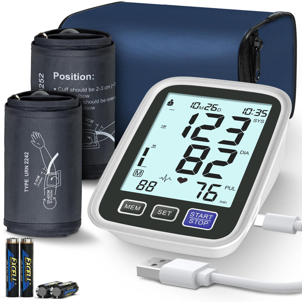 Upper Arm Blood Pressure Machine with 2 Size Cuffs and Backlit LCD K95099