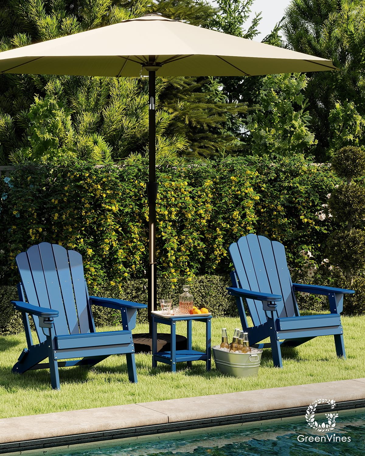 Oversized Folding Adirondack Chairs Set of 2 Blue R367970