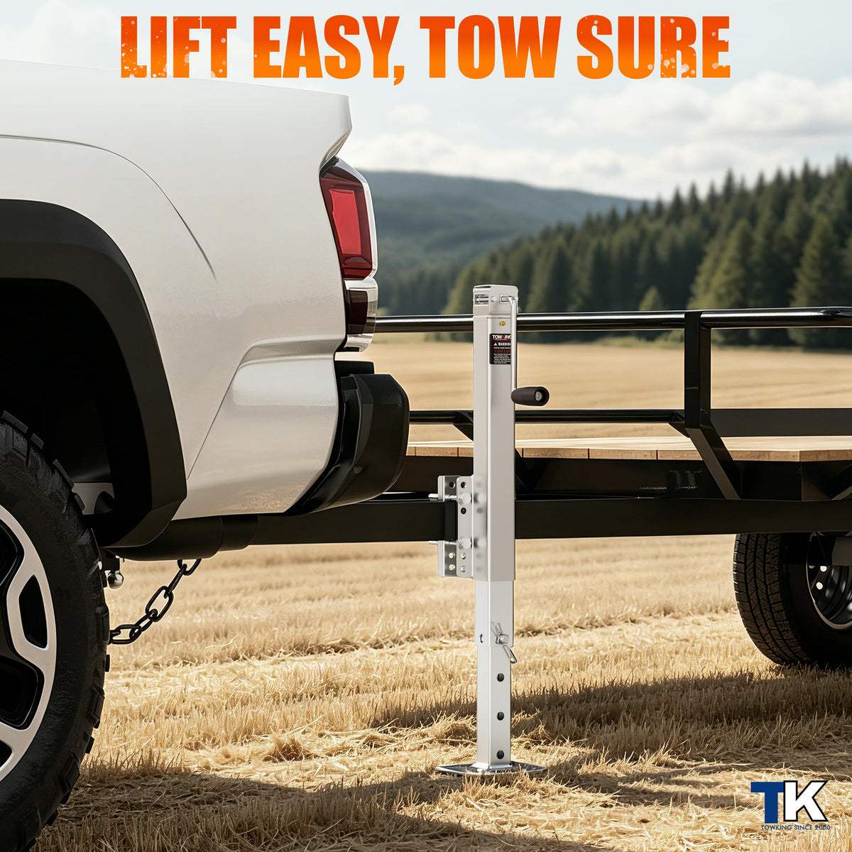 Square Trailer Jack, 15" Lift, Heavy Duty Swivel T122491