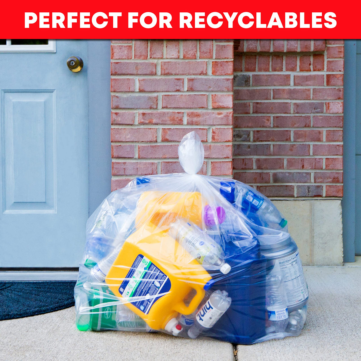 64-65 Gallon Clear Trash Bags, 120 Count Heavy Duty Garbage Bags Z289593