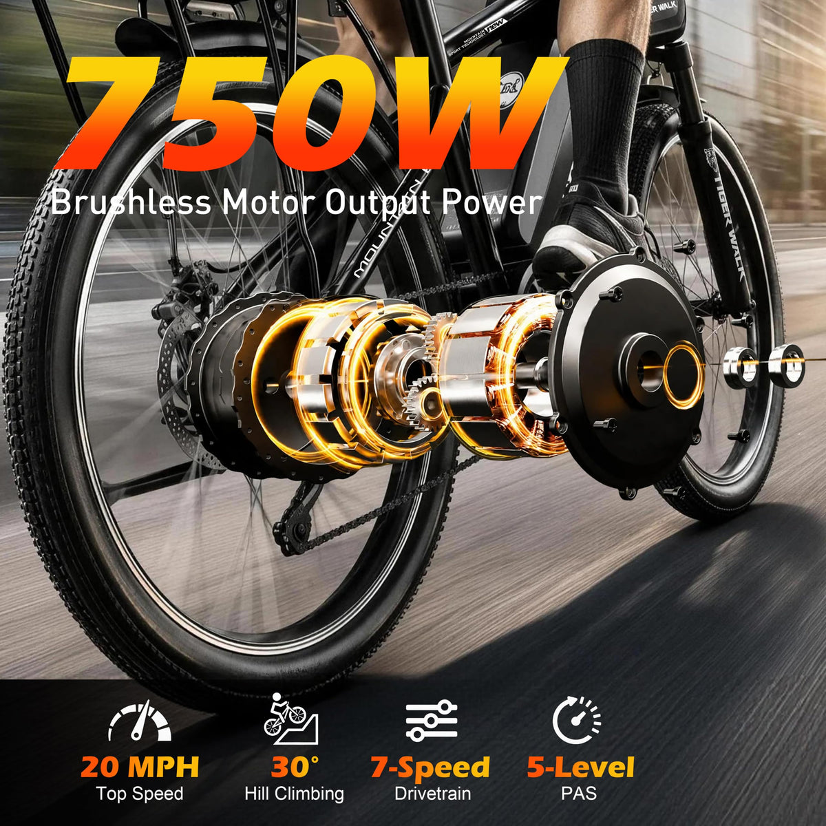 26" Electric Mountain Bike 48V 10Ah 7-Speed E418