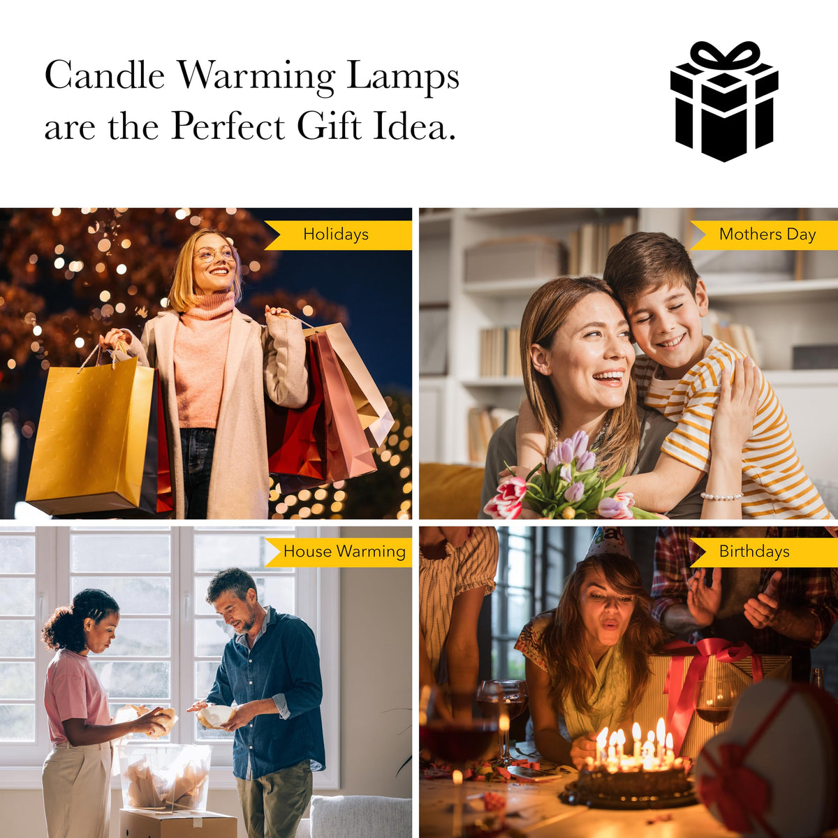 Black & White Printed Shade Dimmable Candle Warmer Lamp S586485