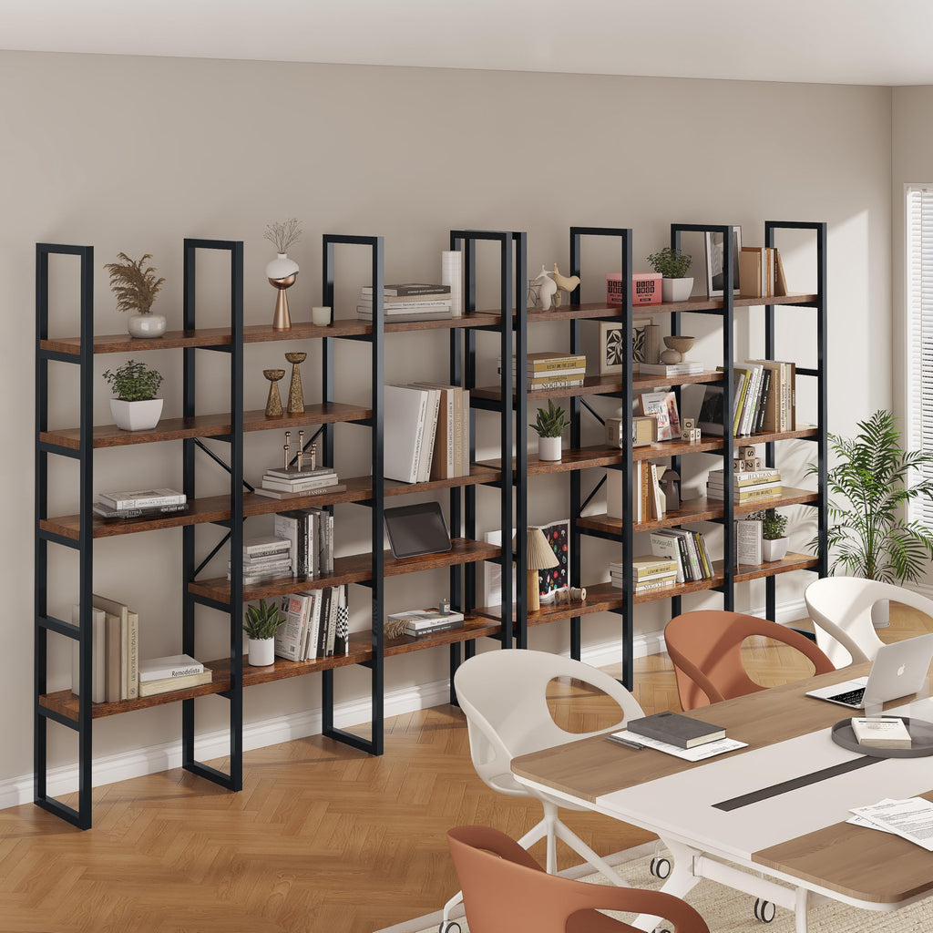 5 Tier Rustic Brown Bookshelf D8090