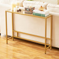 Small Modern Console Table Tempered Glass Metal Frame R2190