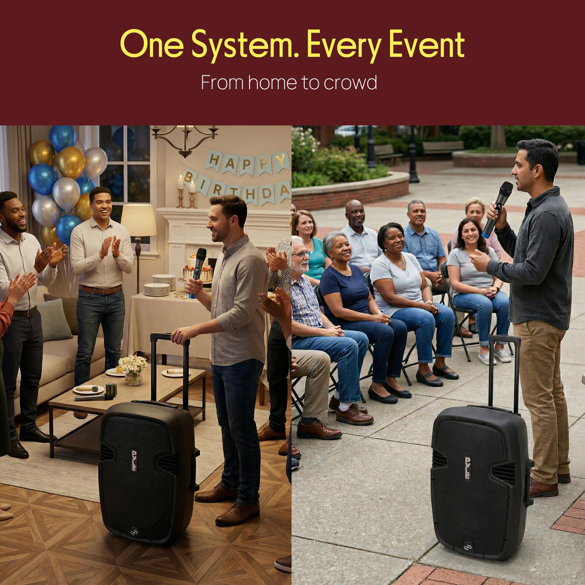 15-Inch Portable PA Speaker System with 2 UHF Microphones J41727