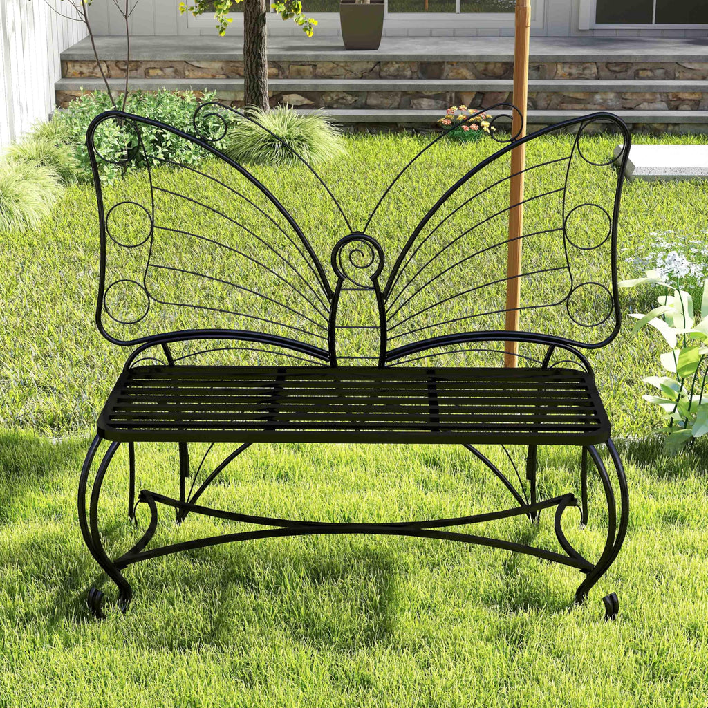 Cast Iron Garden Bench for 2 Persons Black I6295