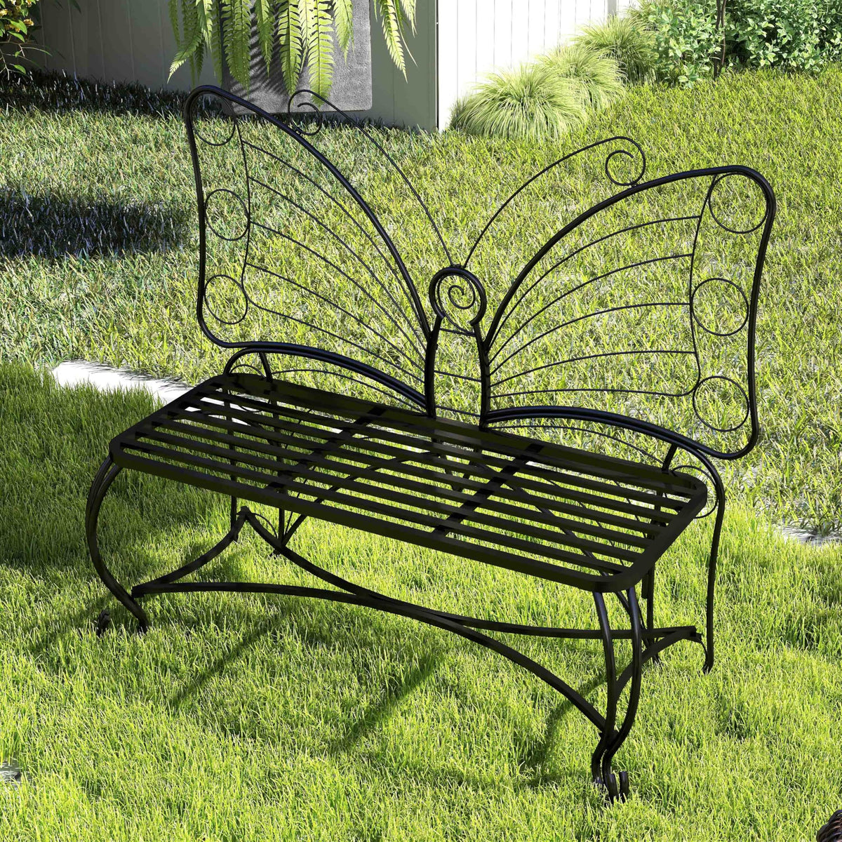 Cast Iron Garden Bench for 2 Persons Black I6295